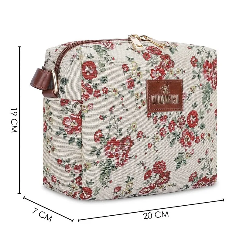 THE CLOWNFISH Adelina Series Sling for Women Faux Leather Casual Ladies Single Shoulder Bag For Women Crossbody Bag for College Girls (White-Floral)