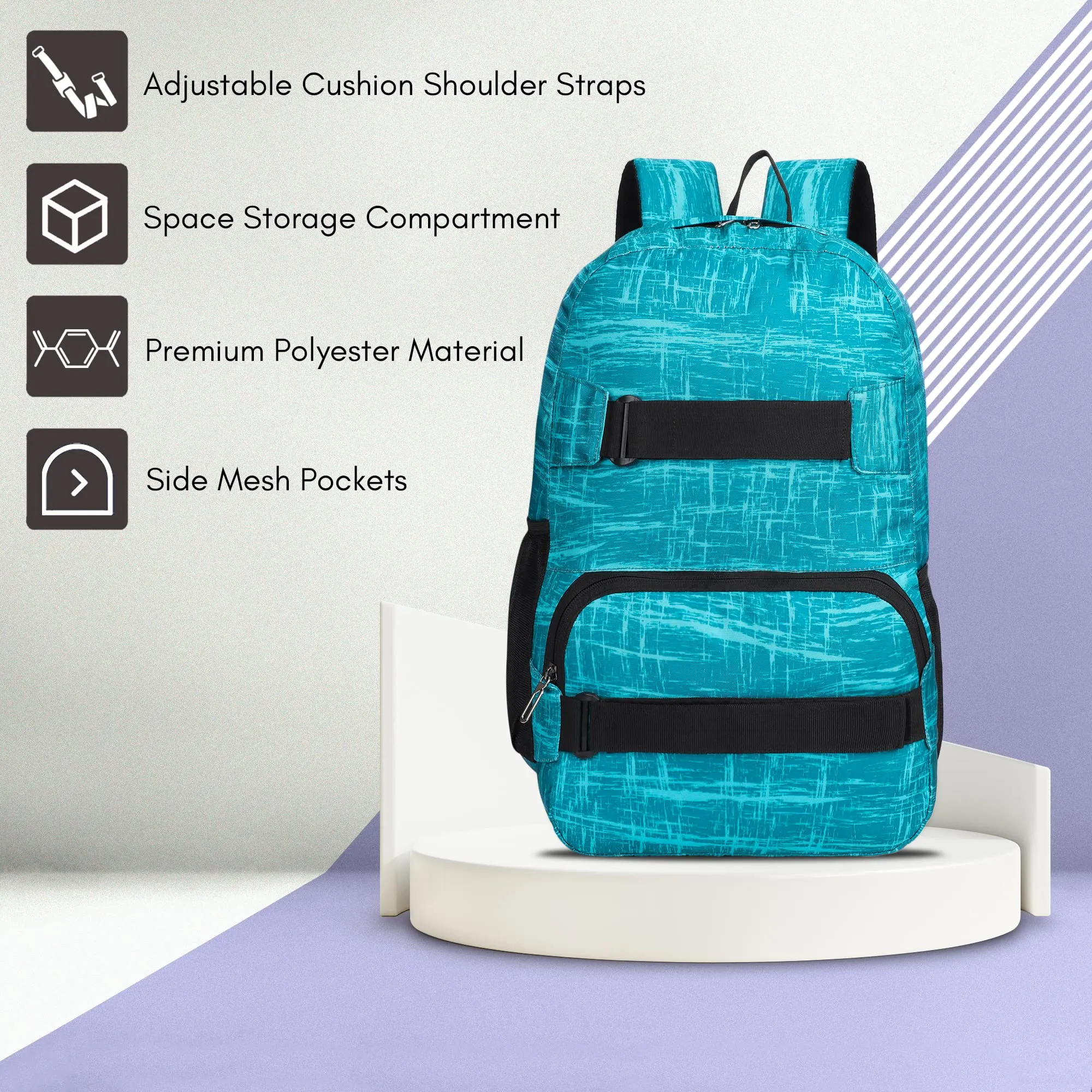 THE CLOWNFISH Hamilton Polyester 18 Litres Unisex Travel Laptop Backpack for 14 inch Laptop (Turquoise Blue)