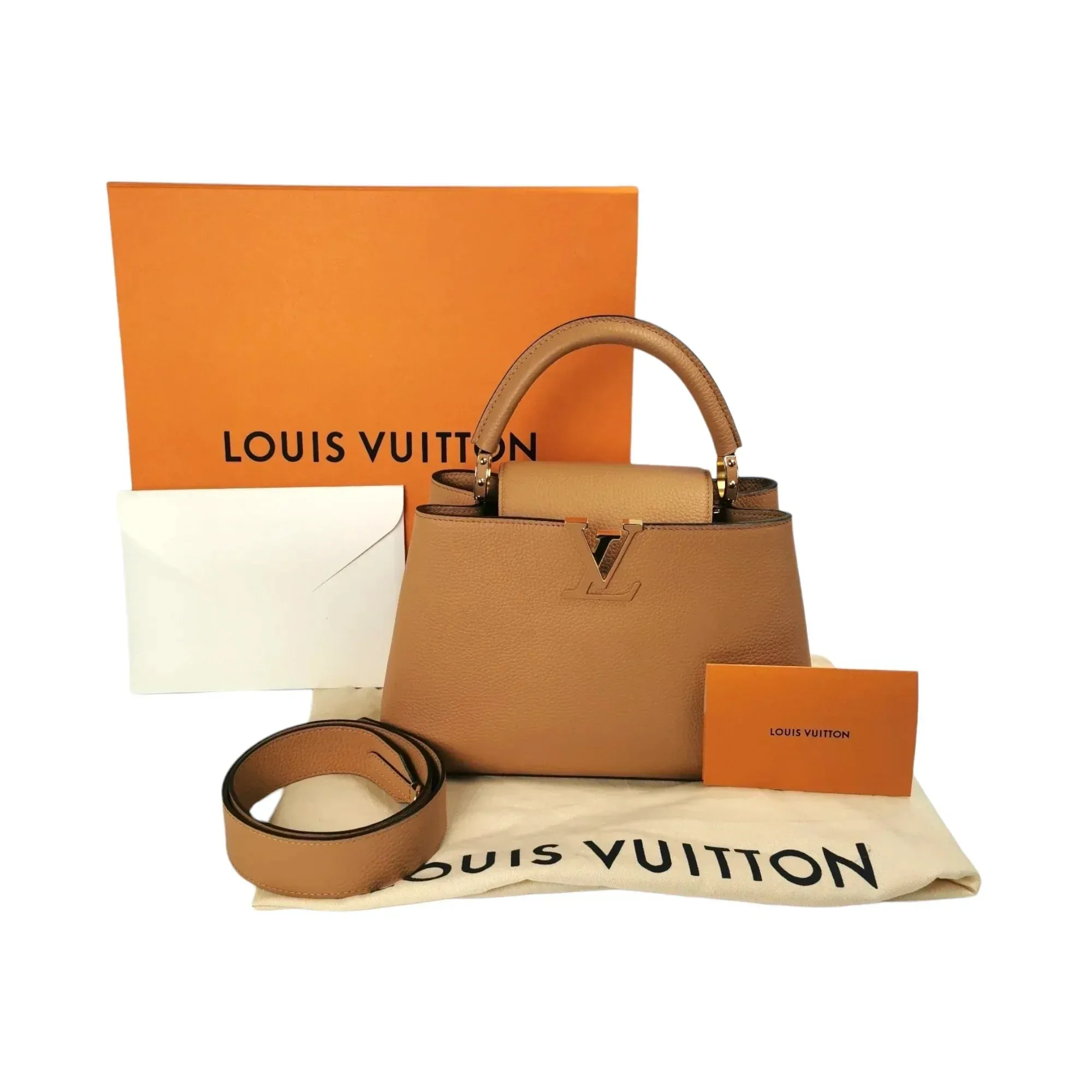 Trendy Inspired Louis Vuitton Capucines Mm Arizona Beige Taurillon