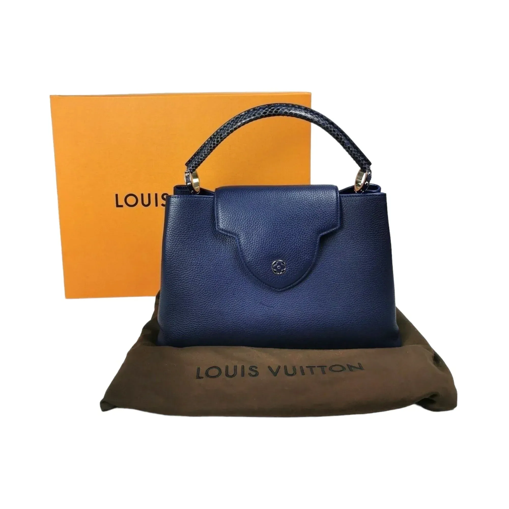 Trendy Inspired Louis Vuitton Capucines Mm Exotic Blue Taurillon