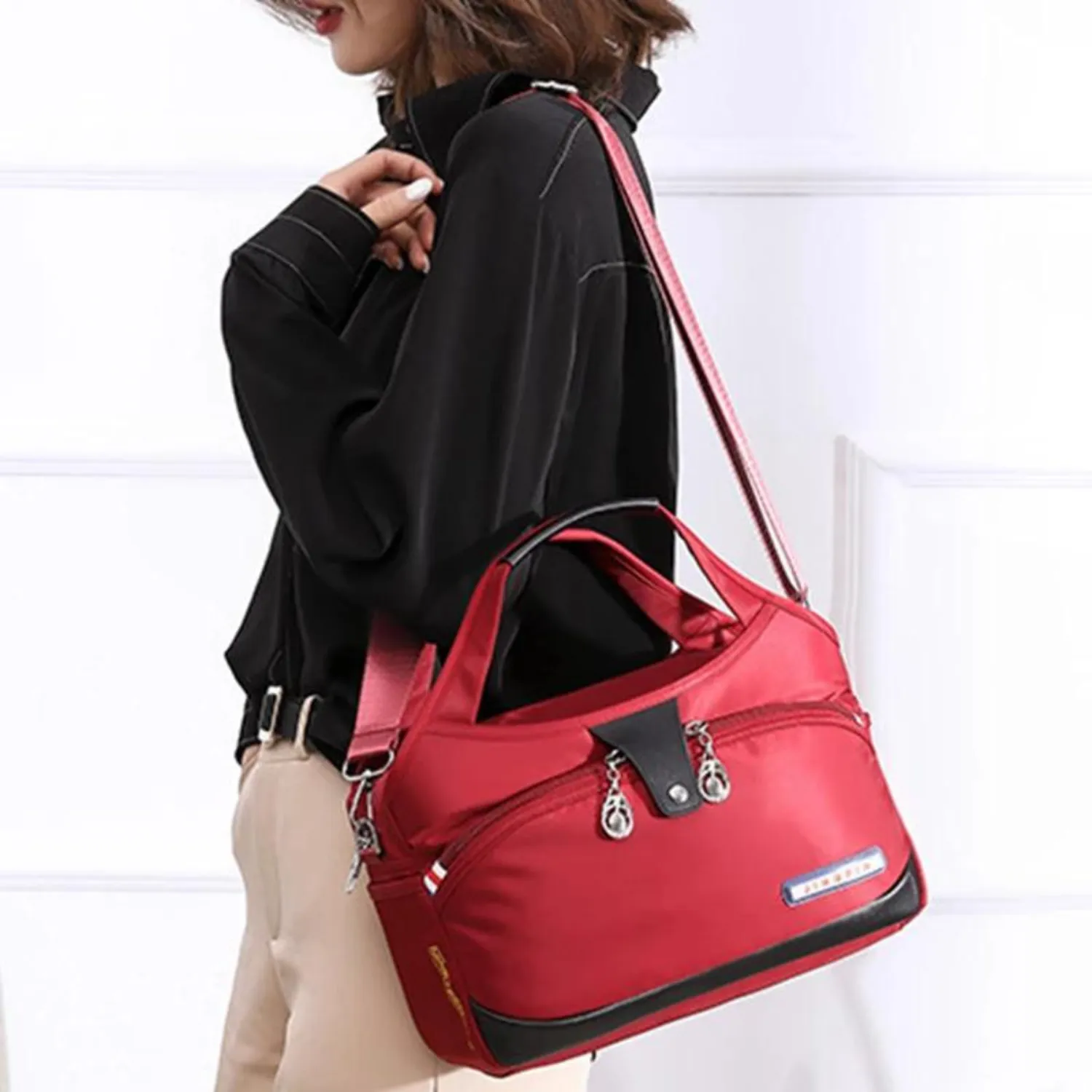 Versatile Voyager - Chic Waterproof Nylon Handbag