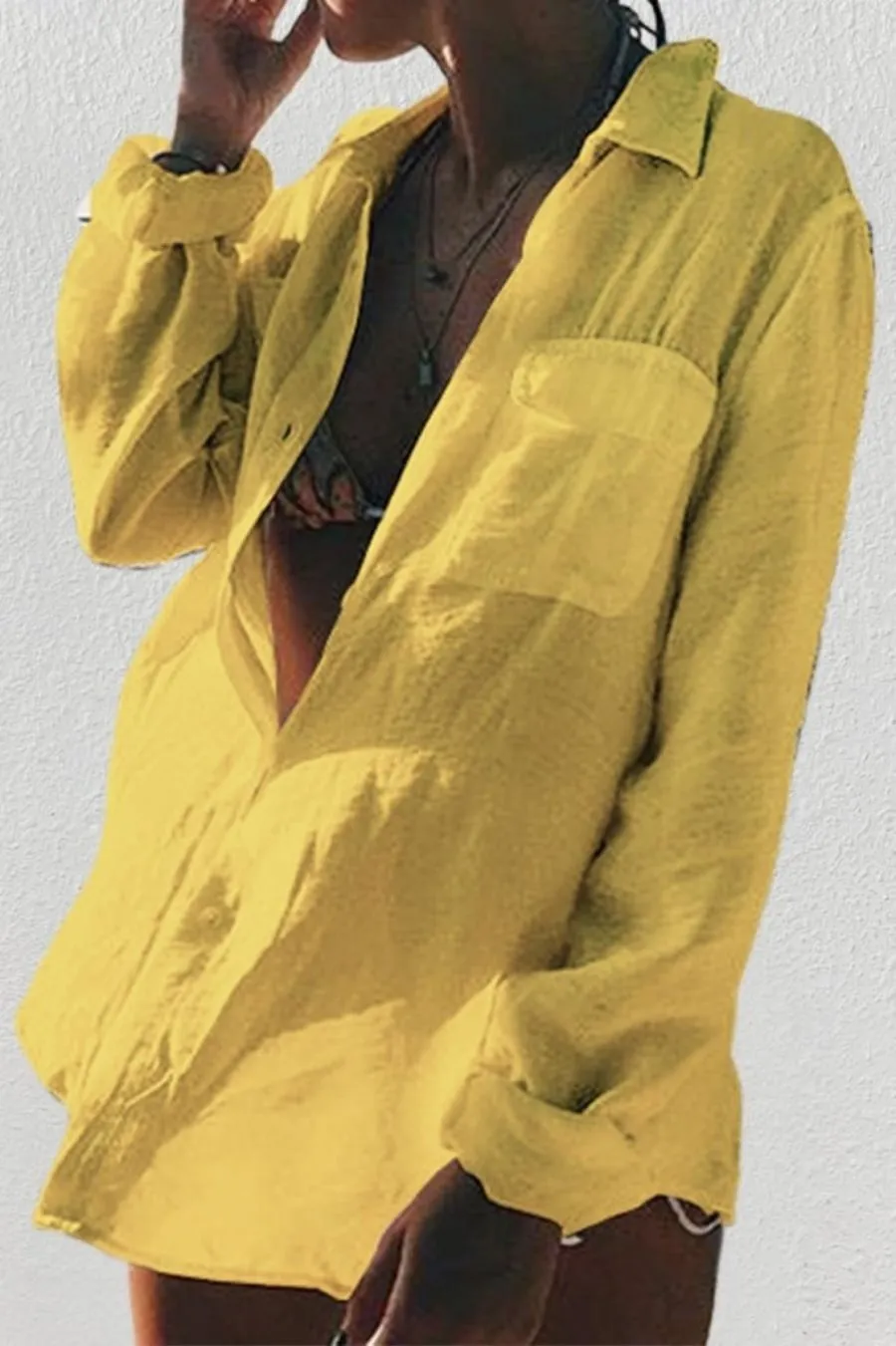 Wrinkle Bikini Swimtop Coverup