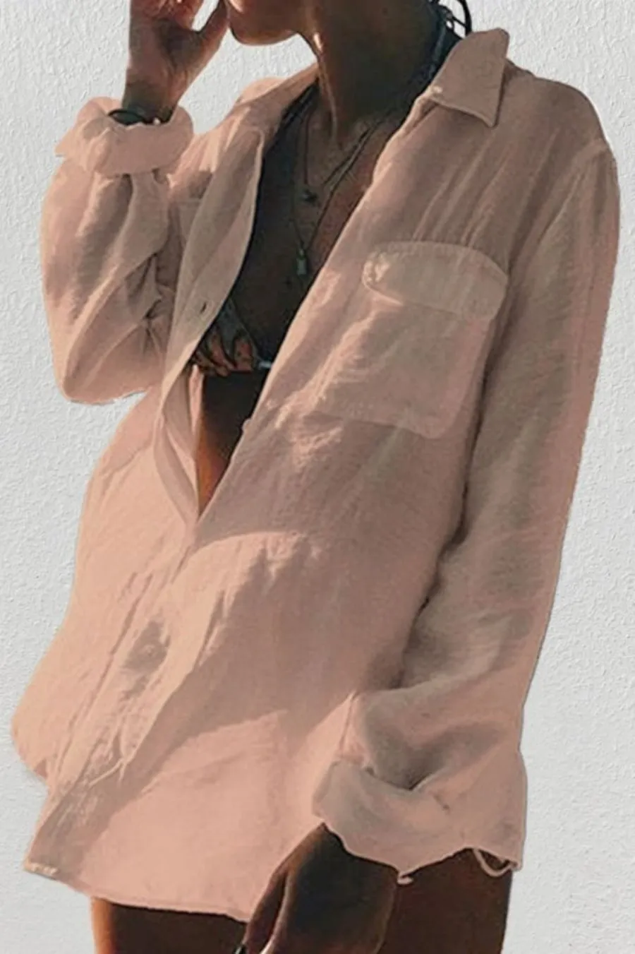 Wrinkle Bikini Swimtop Coverup
