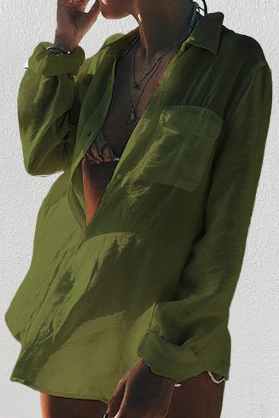 Wrinkle Bikini Swimtop Coverup