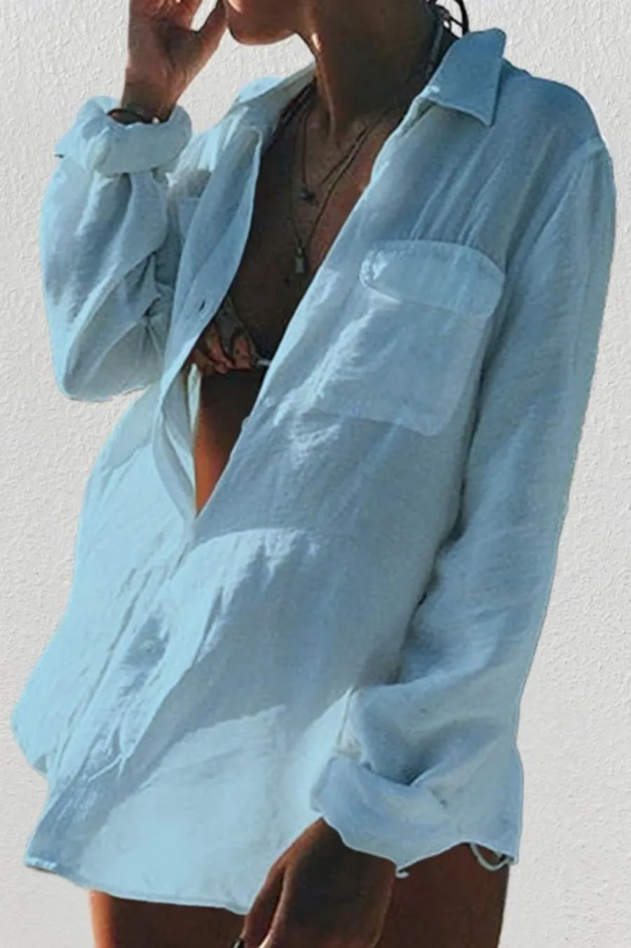 Wrinkle Bikini Swimtop Coverup