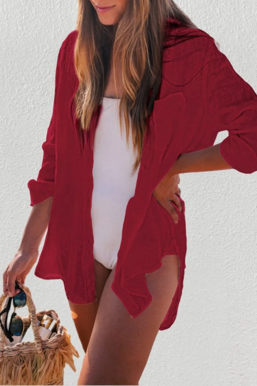 Wrinkle Bikini Swimtop Coverup