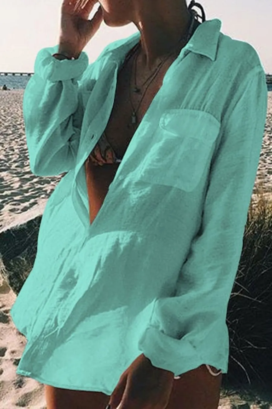 Wrinkle Bikini Swimtop Coverup