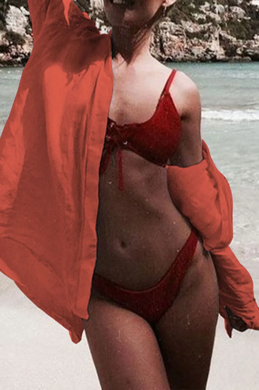 Wrinkle Bikini Swimtop Coverup