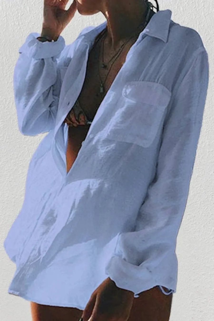 Wrinkle Bikini Swimtop Coverup