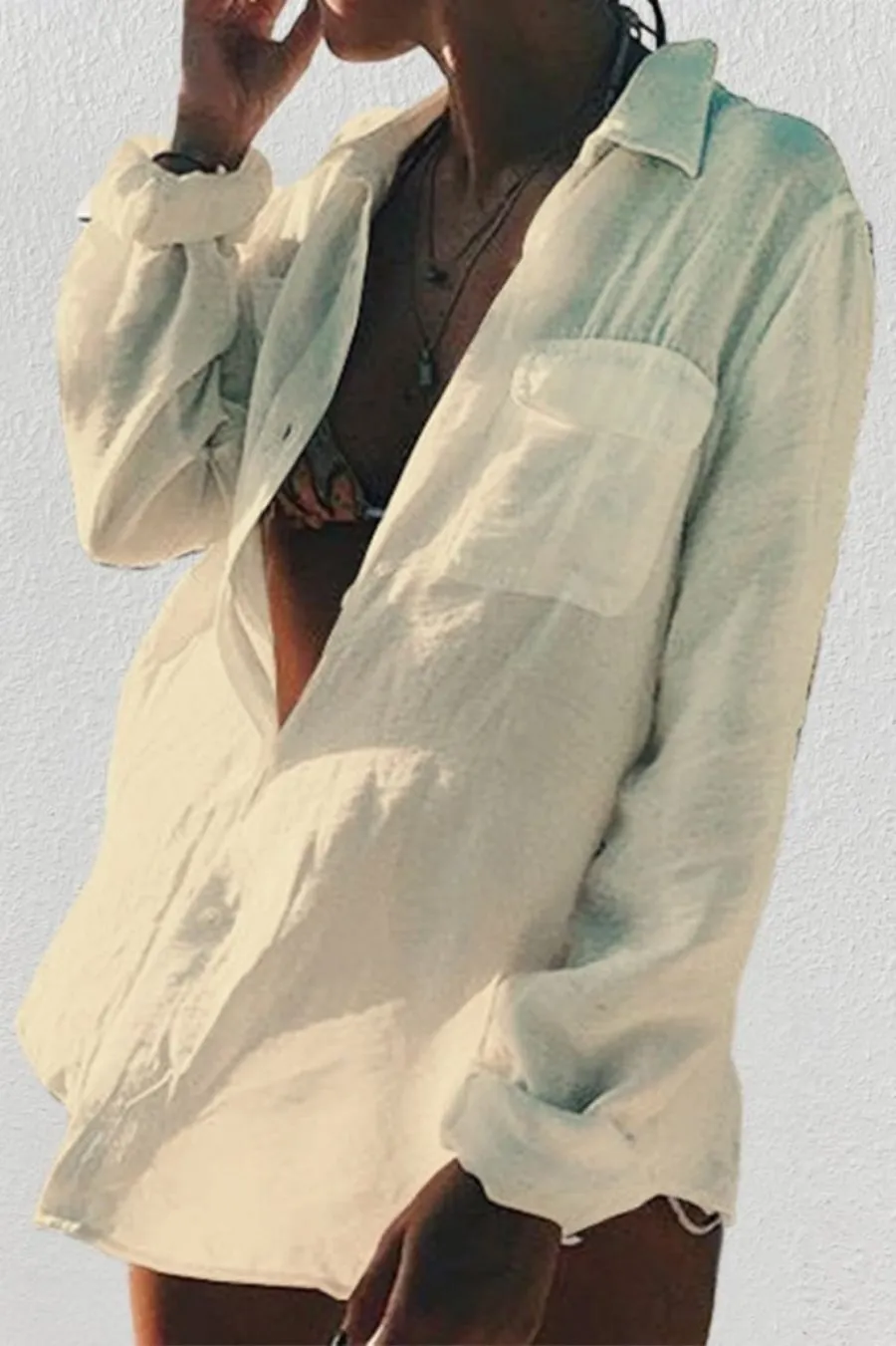 Wrinkle Bikini Swimtop Coverup