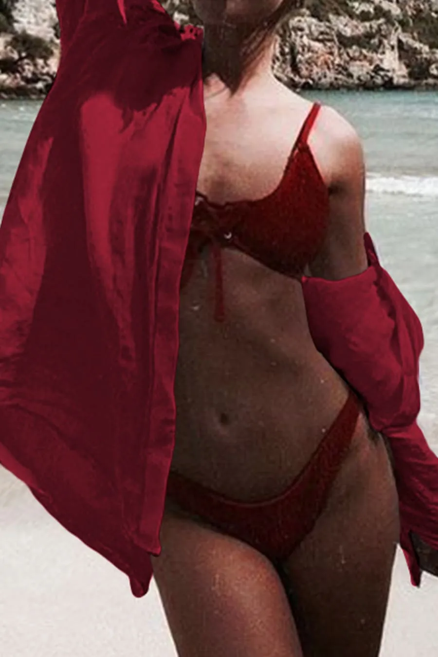 Wrinkle Bikini Swimtop Coverup