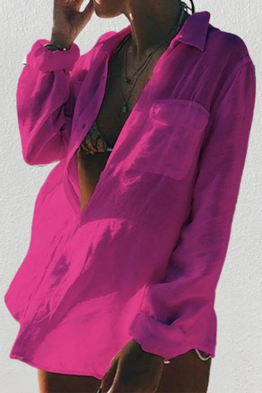 Wrinkle Bikini Swimtop Coverup
