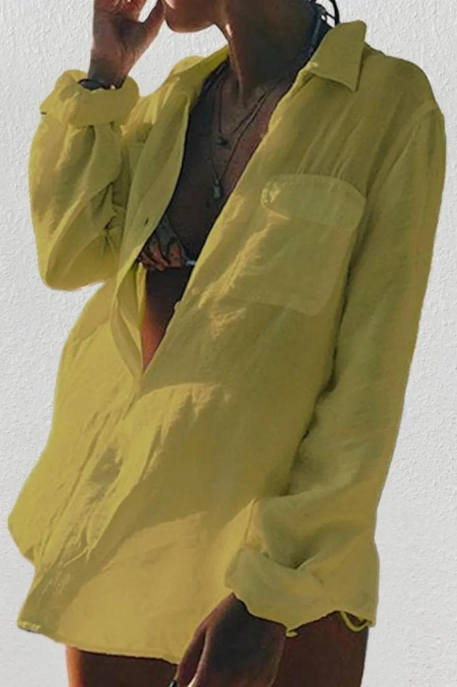 Wrinkle Bikini Swimtop Coverup