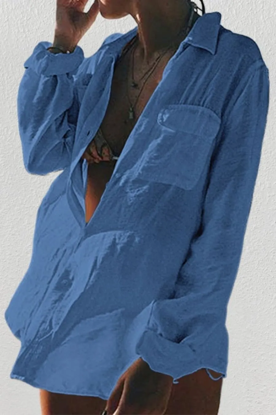 Wrinkle Bikini Swimtop Coverup